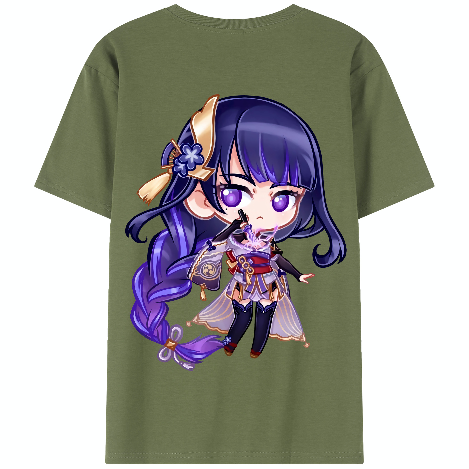 げんし神 雷電将軍 らいでんしょうぐん genshin Raiden Shogun 綿100％半袖Tシャツ（背面プリント）